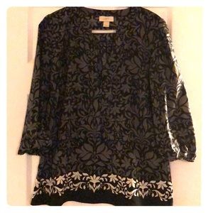 Loft Gray and beige dress shirt